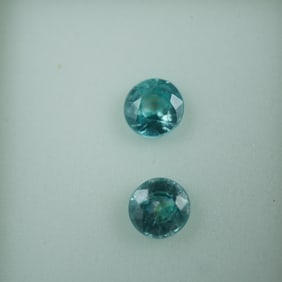 Pair of Blue Zircon Round Cut Gemstones, 1.50 CTW