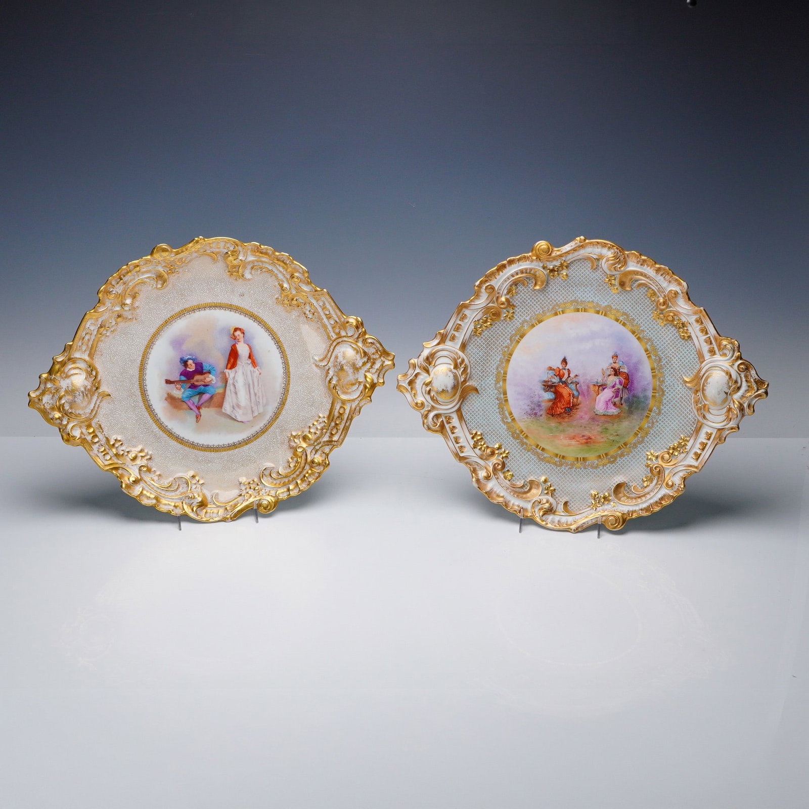 2pc L. Straus & Sons Limoges Porcelain Gilt Cabinet Trays (1 of 5)