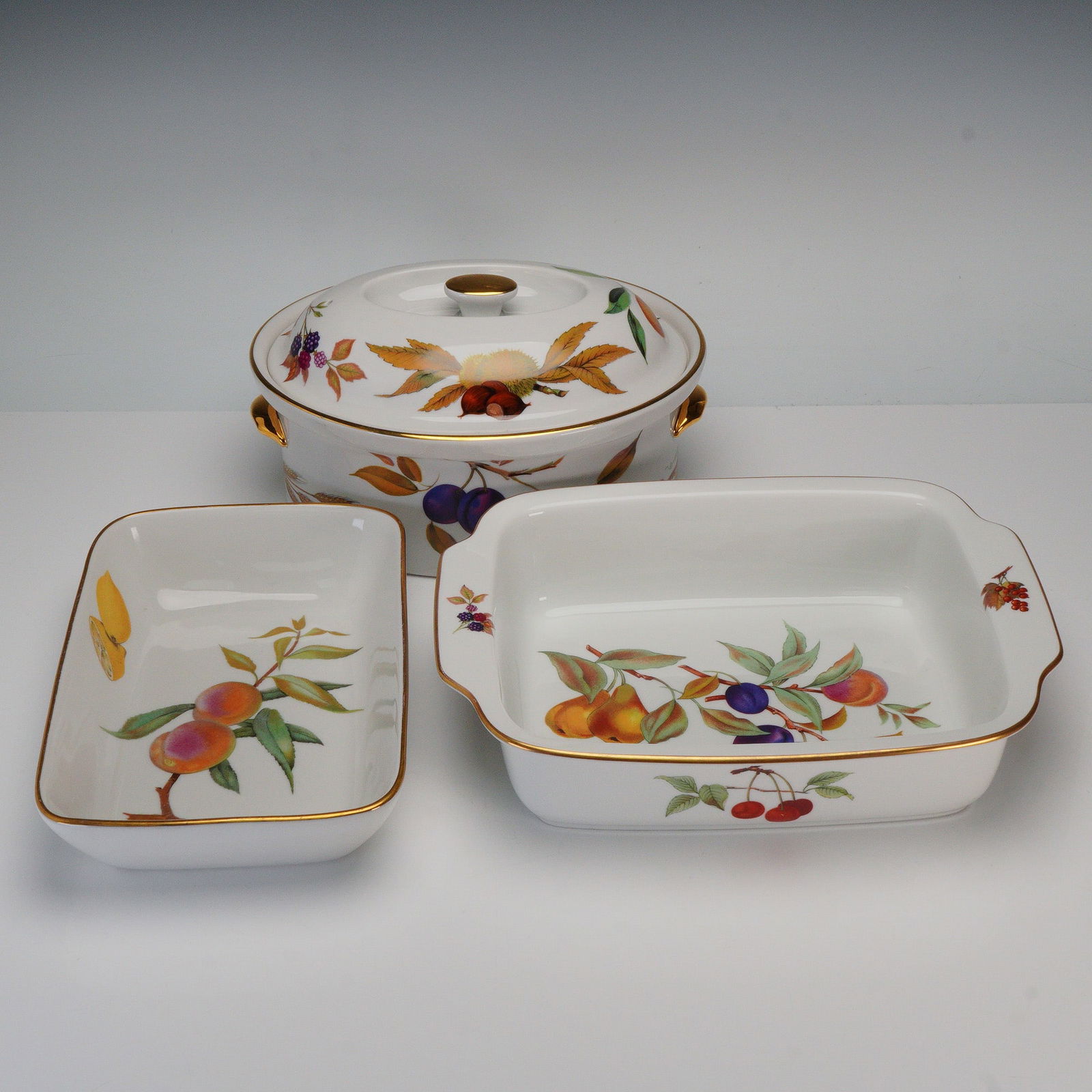 3pc Royal Worcester Porcelain Serveware-Casserole Dishes, Evesham (1 of 6)