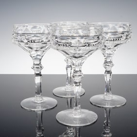 4pc Clear Cut Crystal Cocktail Coupe Glasses