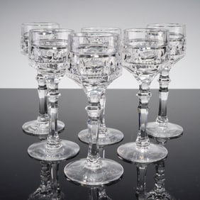 6pc Clear Cut Crystal Cordial Glasses