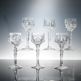 6pc Clear Cut Crystal Wine Glasses