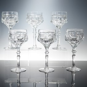 6pc Clear Cut Crystal Wine Glasses
