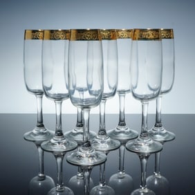 8pc Cellini Glass Champagne Flutes, C9N1