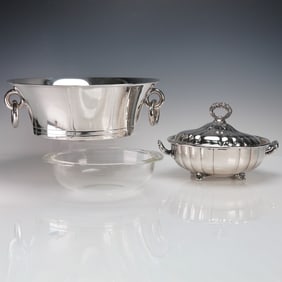 Valenti Spain Silverplate Beverage Tub & Poole Lidded Serving Bowl
