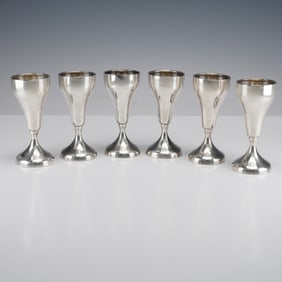 6pc Sterling Silver Miniature Kiddush Cups 76grams