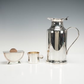 3pc Christofle Silver Plated Modernist Coffee Set