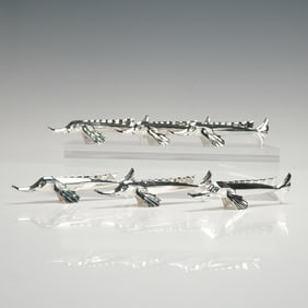 3 Pairs of Christofle Paris Silver Plated Knife Rests, Sturgeon