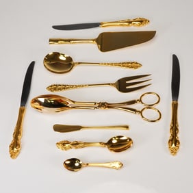 18pc Oneida, Supreme and More Gold Tone and Silver Plated Flatware