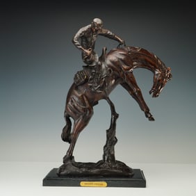 After Charles M. Russell, "Bronco Twister" Patinated Bronze Sculpture
