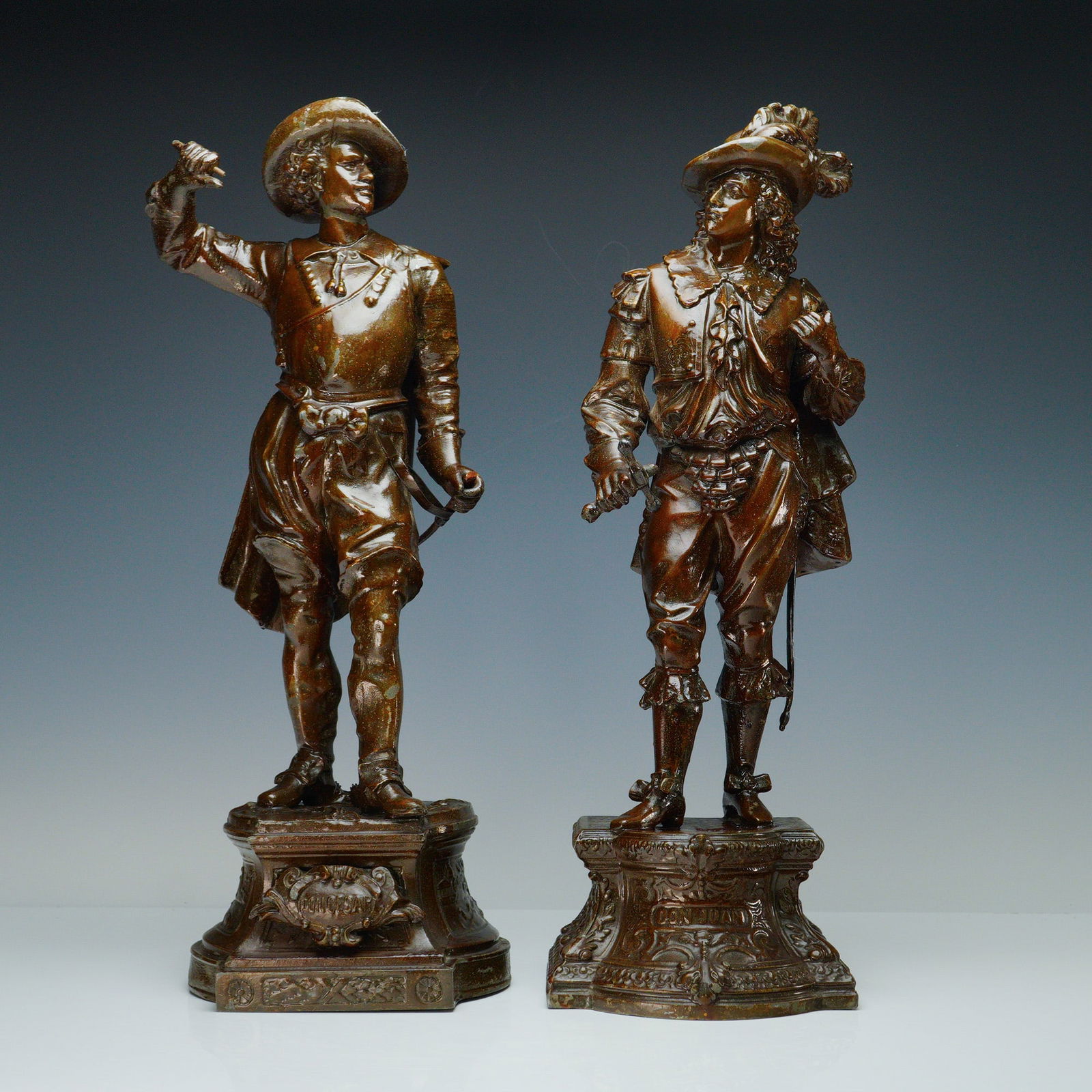 Pair of Cast Metal Figural Sculptures: Don Juan and Don Cesar (1 of 9)