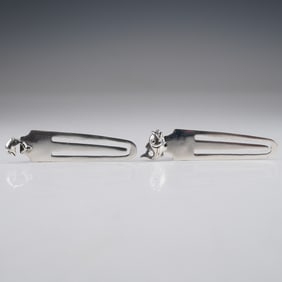 2pc Sterling Silver Bookmark Page Markers with Fish Figures