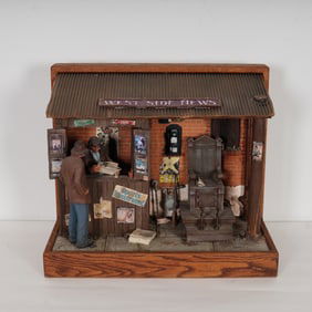 Michael Garman (American, 1931-2021) Diorama West Side News, Signed