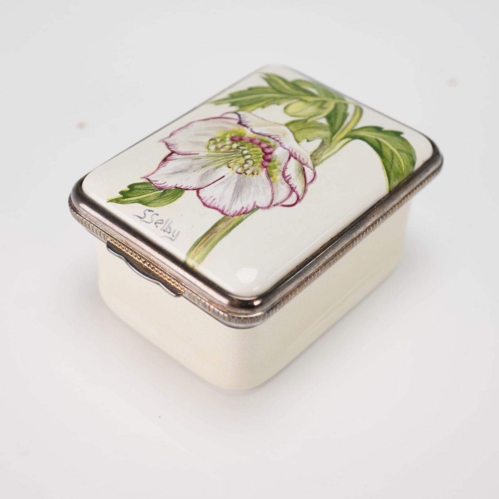 Elliot Hall Enamels Limited Edition Hellebore Enameled Box, Signed S. Selby (1 of 4)