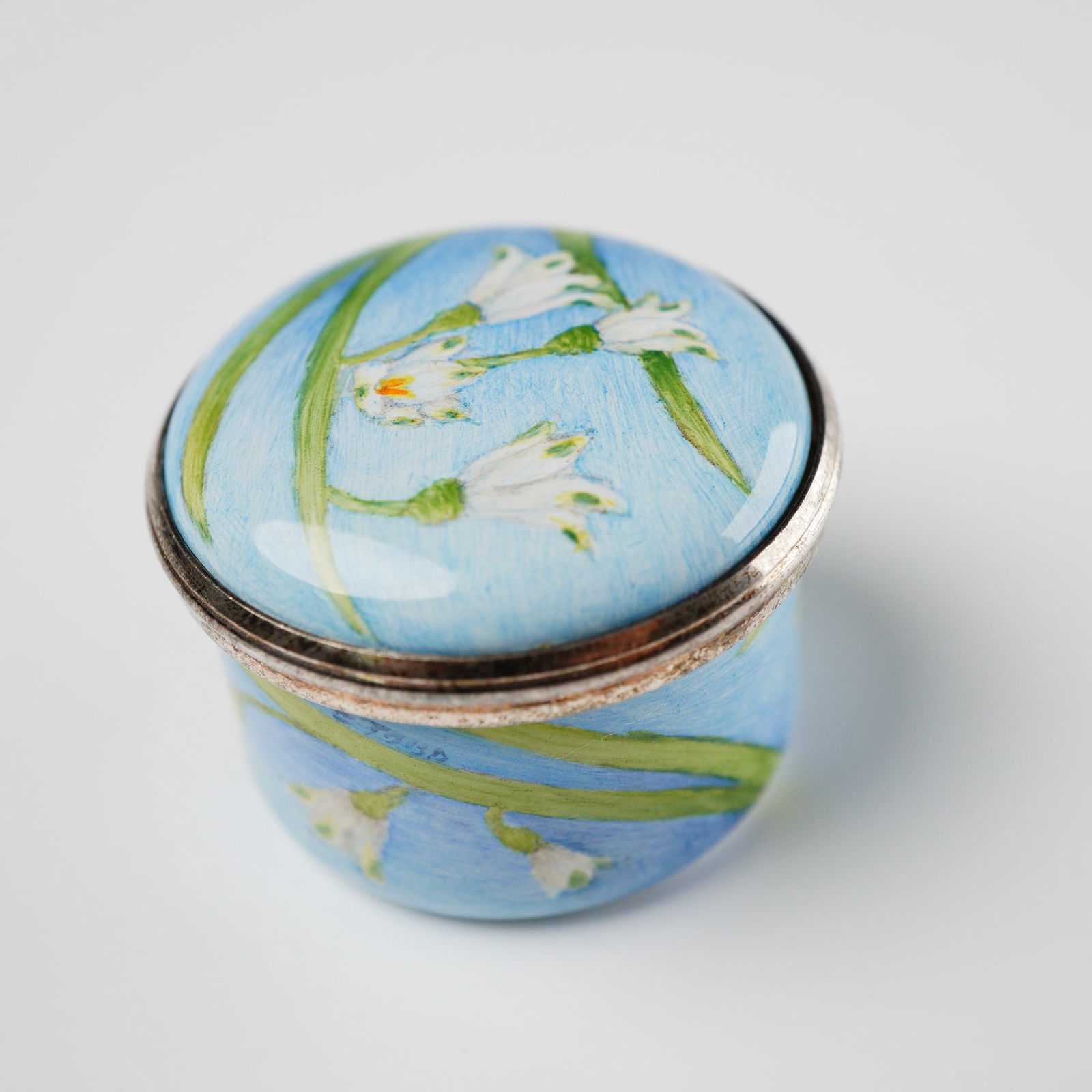 Elliot Hall Enamels 'Snowdrop' Ring Box, Ltd Ed., Signed E. Todd (1 of 4)