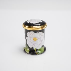 Elliot Hall Enamels White Rose Ring Box, Ltd Ed. 1/1, Signed E. Todd