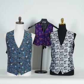 3pc Silk Patterned Vests by Nicole Miller and Tom Gilbey