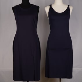 2pc Sleeveless Navy Dresses, Tahari and Ann Taylor