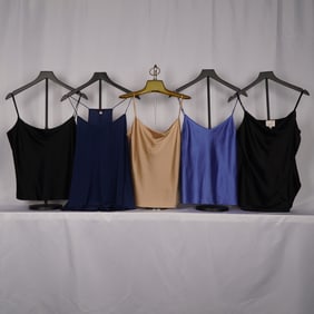 5pc Cinq a Sept, Johnny Was, and St. John Silk & Satin Camisoles