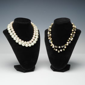 4pc Pearl and Stone Bead Necklaces Includes Majorica, Ralph Lauren