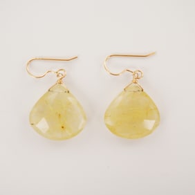 14K Gold Filled Rutilated Quartz Drop Earrings
