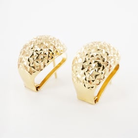 14K Gold Textured Half Hoop Earrings