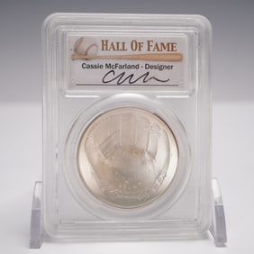 2014-P Silver $1 Baseball Hall of Fame PCGS MS70, Cassie McFarland Signed