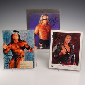 3pc WWE Autographed Photos, Edge, Jimmy Snuka, Bret Hart