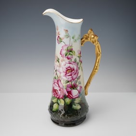 Tressemann & Vogt Limoges France Porcelain Floral Pitcher
