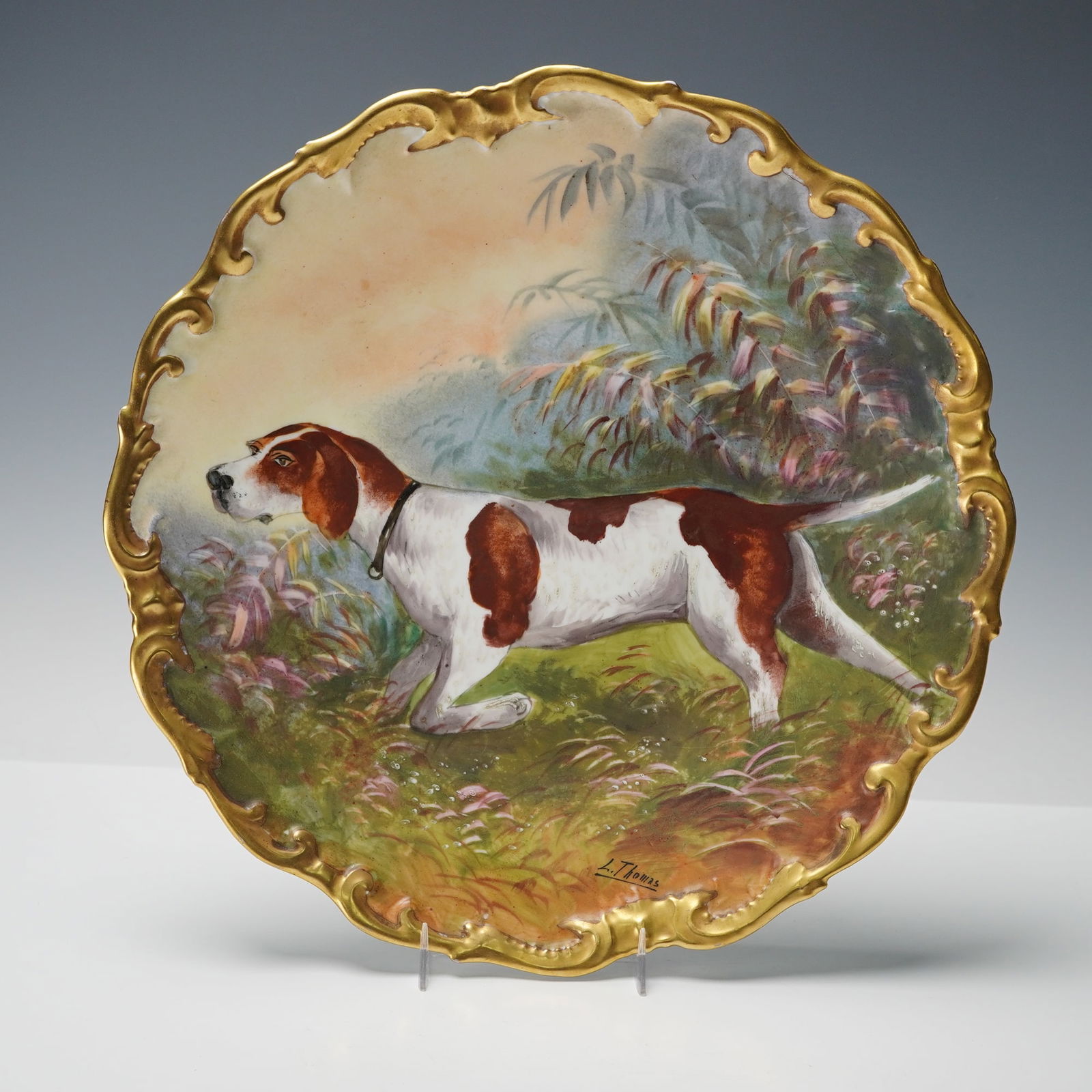 L. Thomas Limoges Porcelain English Pointer Cabinet Tray (1 of 5)
