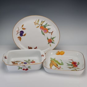 3pc Royal Worcester Porcelain Serveware, Evesham