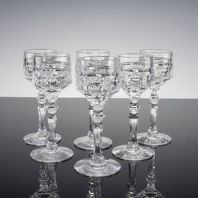 6pc Clear Cut Crystal Cordial Glasses