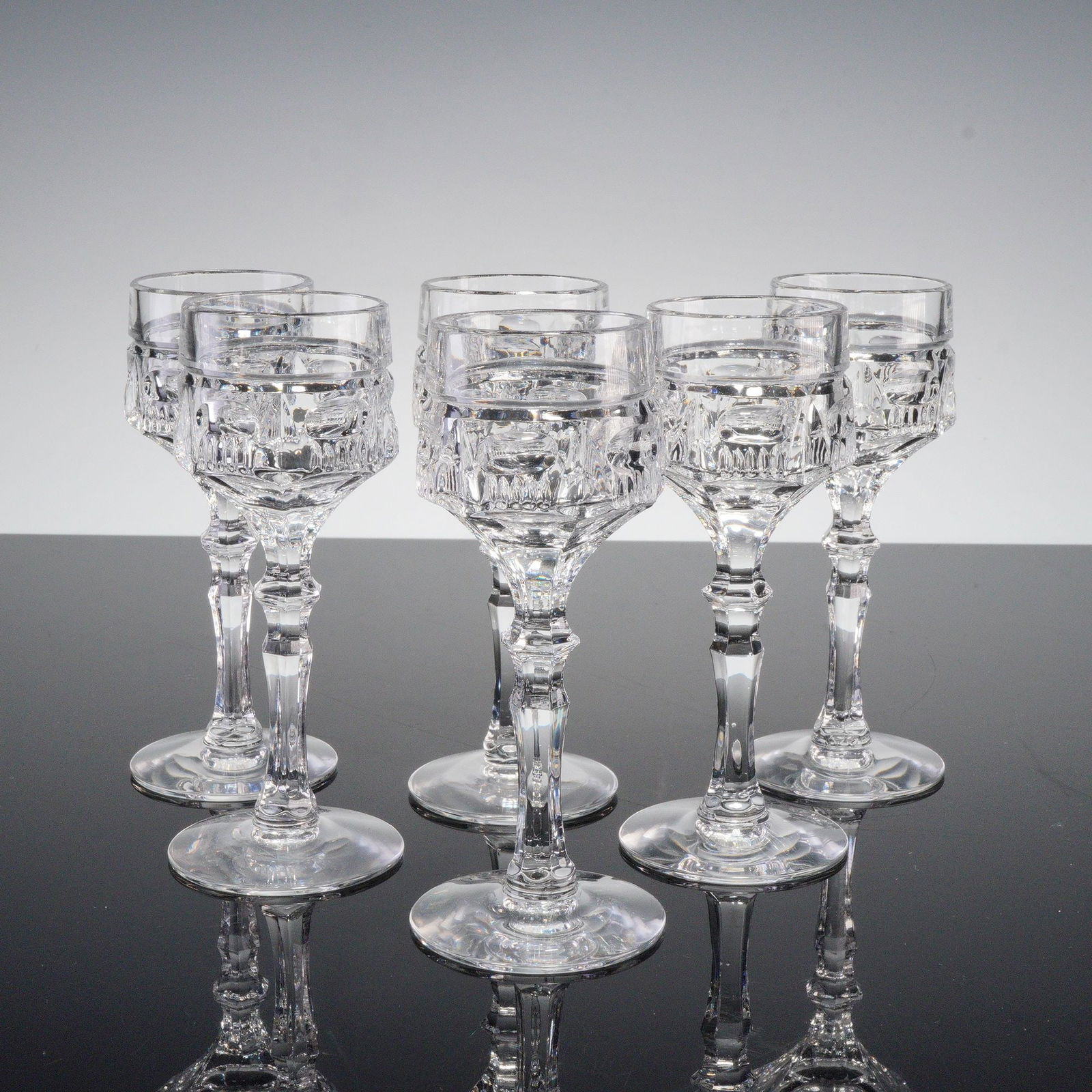 6pc Clear Cut Crystal Cordial Glasses (1 of 4)