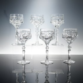 6pc Clear Cut Crystal Wine Glasses
