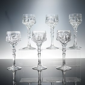 6pc Clear Cut Crystal Wine Glasses