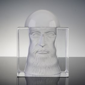Daum Crystal Leonardo da Vinci Sculpture by Josep Subirachs