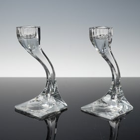 Pair of Josef Riedel Crystal Candleholders, Duetto