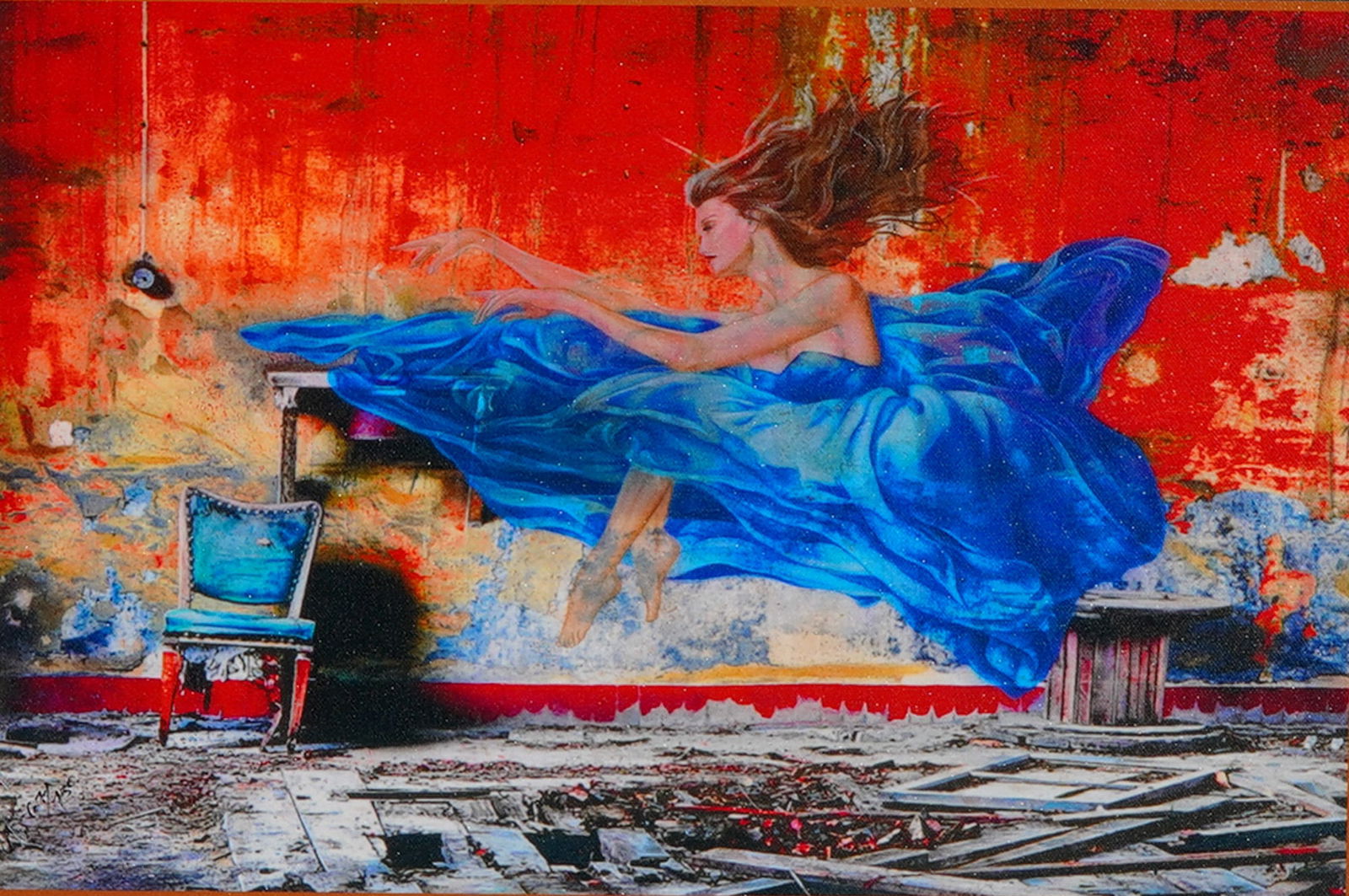 Adam Scott Rote (American 20th-21st Century) Giclee on Canvas, Signed: A dynamic giclee on canvas by renowned contemporary artist Adam Scott Rote, titled Charlotte's Sister. This work captures Rote's signature fusion of cinematic composition and vivid color, depicting a