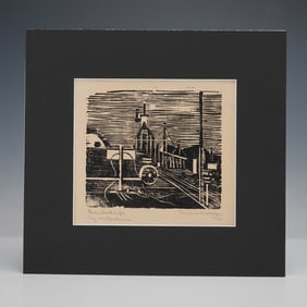 Etching Print, Untitled (in German), Artist Signed and Dated 1944