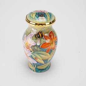 Elliot Hall Enamels Lillies & Bumblebee Box, Ltd Ed., Signed M. Graves