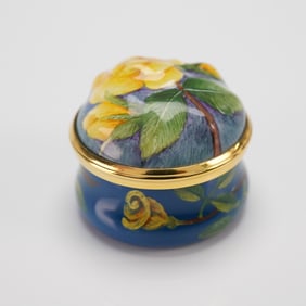 Elliot Hall Enamels Rose Unique Enamel Ring Box, Signed by E. Todd