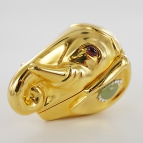 Judith Leiber Elephant Gold Tone Keepsake Box