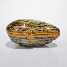 Limoges Porcelain Oyster with Pearl Treasure Box