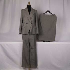Escada Black and White Check Wool Three-Piece Suit
