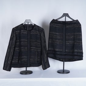 Tahari Black Tweed Skirt Suit