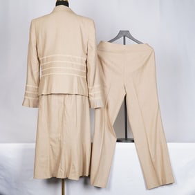 3pc Escada Suit, Beige Linen Blend
