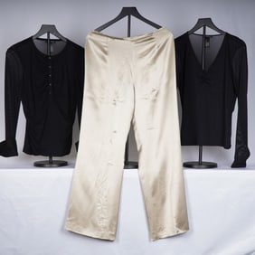3pc Women's Clothing, Kenneth Cole Black Tops, Escada Silk Pants