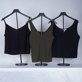3pc St. John and White House Black Sleeveless Knit Camisoles