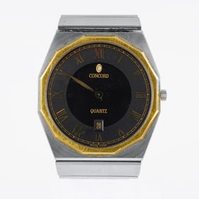 Concord Mariner SG 18K Gold Bezel Quartz Wrist Watch