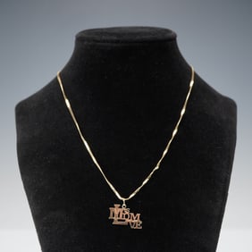 14K Gold Mom is Love Pendant Necklace